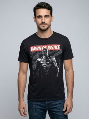 Batman Black 'Dawn of Justice' Graphic Short Sleeve Tee with Red Accent